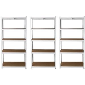 E-Rax White Metal Racking Units - 3 Shelves Garage Storage E-Rax White Metal Racking Units - 3 Shelves Garage Storage