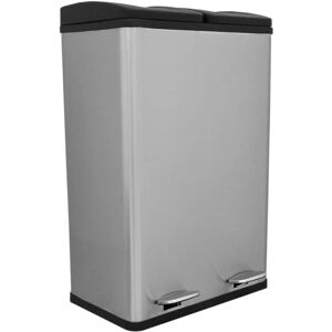 MonsterShop Silver 60L Dual Pedal Waste Bin - Recycle & Trash MonsterShop Silver 60L Dual Pedal Waste Bin - Recycle & Trash