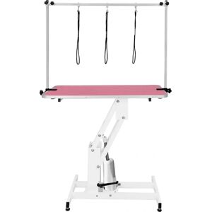 MonsterShop Hydraulic Pet Dog Grooming Table Height Adjustable H Bar Pink - Grooming Table MonsterShop Hydraulic Pet Dog Grooming Table Height Adjustable H Bar Pink - Grooming Table