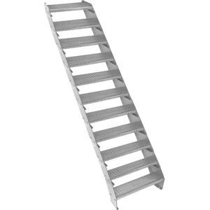 MonsterShop Silver 11-Section Adjustable Galvanised Steel Staircase MonsterShop Silver 11-Section Adjustable Galvanised Steel Staircase