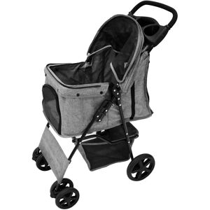 MonsterShop Grey Pet Stroller with Rain Cover - Support up to 15kg - Pet Type MonsterShop Grey Pet Stroller with Rain Cover - Support up to 15kg - Pet Type