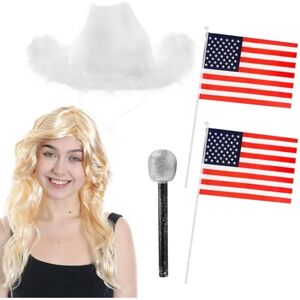 I Love Fancy Dress White Cowboy Hat with Marabou Trim - Cowboy Hat I Love Fancy Dress White Cowboy Hat with Marabou Trim - Cowboy Hat