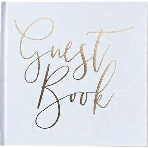 Ginger Ray Wedding Guest Book - White, Gold Foil, 32 Pages - Wedding & Celebration Ginger Ray Wedding Guest Book - White, Gold Foil, 32 Pages - Wedding & Celebration
