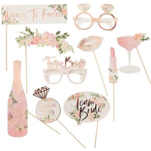 Ginger Ray Pink and Rose Gold Hen Party Photo Props - Floral Bridal - Photo Booth Accessories Ginger Ray Pink and Rose Gold Hen Party Photo Props - Floral Bridal - Photo Booth Accessories