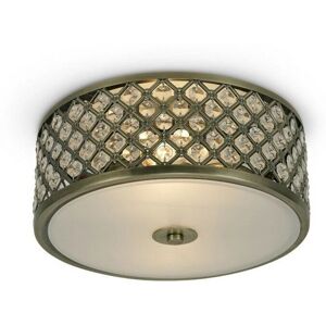 Inspired Lighting Sasha 2 Light E14 Flush Ceiling Light - Round Antique Brass Decor Inspired Lighting Sasha 2 Light E14 Flush Ceiling Light - Round Antique Brass Decor