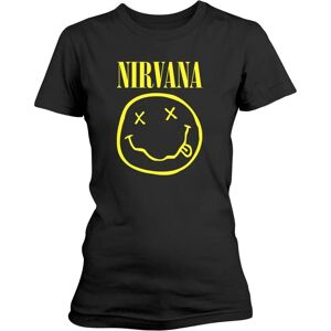 T-Shirt femme Nirvana noir avec smiley - Merch musical - Publicité T-Shirt femme Nirvana noir avec smiley - Merch musical - Publicité