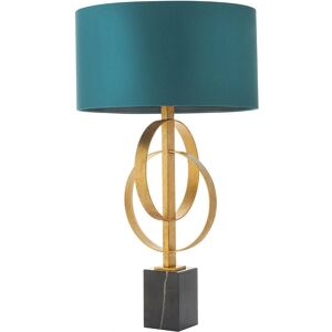 Merano Lighting Trento Antique Gold Leaf & Teal Satin Fabric Table Lamp - Table Lamp Merano Lighting Trento Antique Gold Leaf & Teal Satin Fabric Table Lamp - Table Lamp