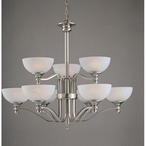 Netlighting Texas 9 Light Satin Nickel White Alabaster - Chandelier Netlighting Texas 9 Light Satin Nickel White Alabaster - Chandelier