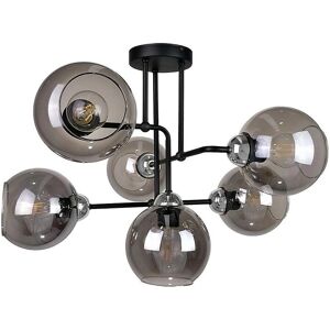 Keter Lighting Cosmo Multi Arm Semi Flush Ceiling Light - Black, Silver - 55cm - E27 Keter Lighting Cosmo Multi Arm Semi Flush Ceiling Light - Black, Silver - 55cm - E27