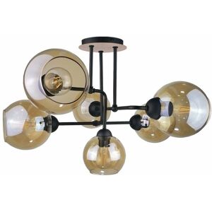 Keter Lighting Monde Multi Arm Semi Flush Ceiling Light - Wood - Ceiling Light Keter Lighting Monde Multi Arm Semi Flush Ceiling Light - Wood - Ceiling Light