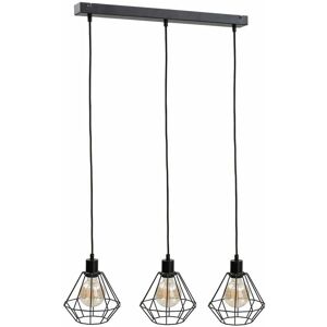 Keter Foskal Bar Pendant Ceiling Light - Black - 60cm - 3 E27 Keter Foskal Bar Pendant Ceiling Light - Black - 60cm - 3 E27