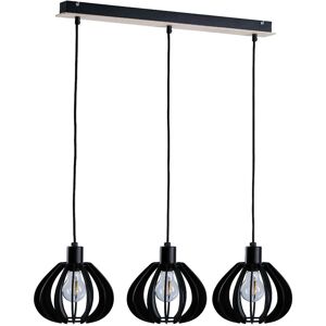 Keter Lighting Nicoleta Bar Pendant Ceiling Light - Black and Natural - 62cm - E27 Keter Lighting Nicoleta Bar Pendant Ceiling Light - Black and Natural - 62cm - E27