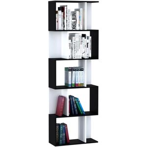 HOMCOM 5-Tier S-Shaped Black Bookcase - Modern Storage & Divider HOMCOM 5-Tier S-Shaped Black Bookcase - Modern Storage & Divider