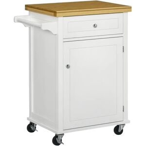 HOMCOM Kitchen Cart Storage Trolley Wooden Cabinet with Drawer - Kitchen Cart HOMCOM Kitchen Cart Storage Trolley Wooden Cabinet with Drawer - Kitchen Cart