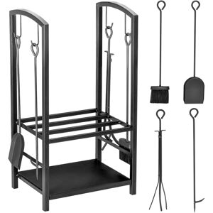 Outsunny Firewood Rack Log Holder Wood Storage with Hooks 4 Tools Black - Firewood Rack Outsunny Firewood Rack Log Holder Wood Storage with Hooks 4 Tools Black - Firewood Rack