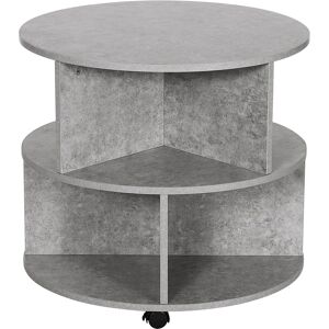 HOMCOM 2-Tier Cement Round Side End Table - Living Room Organizer HOMCOM 2-Tier Cement Round Side End Table - Living Room Organizer