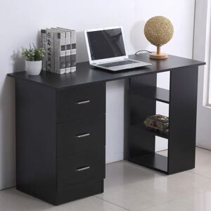 HOMCOM Model 120cm Black Modern Computer Desk with Drawers & Shelves - Office or Home HOMCOM Model 120cm Black Modern Computer Desk with Drawers & Shelves - Office or Home