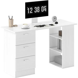 HOMCOM 120cm Computer Desk with 3 Shelves & Drawers - White HOMCOM 120cm Computer Desk with 3 Shelves & Drawers - White