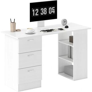 Homcom Computer Desk 120cm White - Study Workstation with Shelves & Drawers Homcom Computer Desk 120cm White - Study Workstation with Shelves & Drawers