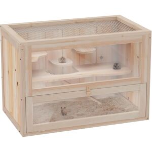 PawHut Wooden Hamster Cage - Small Animals 2 Levels - Brown PawHut Wooden Hamster Cage - Small Animals 2 Levels - Brown