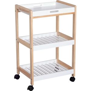 HOMCOM Mobile Serving Trolley Kitchen Cart Pine Wood 3 Tier - Serving Trolley HOMCOM Mobile Serving Trolley Kitchen Cart Pine Wood 3 Tier - Serving Trolley