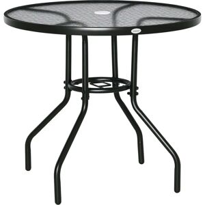 Outsunny Black Round Outdoor Dining Table with Parasol Hole Outsunny Black Round Outdoor Dining Table with Parasol Hole