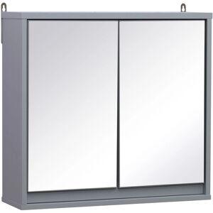 HOMCOM Wall Mounted Mirror Cabinet - Bathroom Grey HOMCOM Wall Mounted Mirror Cabinet - Bathroom Grey