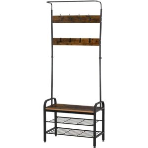 Homcom - Industrial Coat Rack Stand - Mahogany Brown Homcom - Industrial Coat Rack Stand - Mahogany Brown