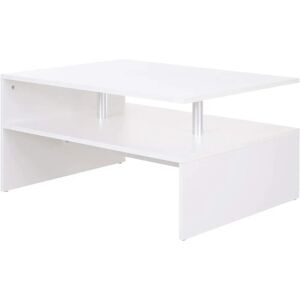 HOMCOM White Modern 2 Tier Coffee Table - Coffee & End Table HOMCOM White Modern 2 Tier Coffee Table - Coffee & End Table