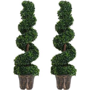 Outsunny 2 PCS Artificial Boxwood Spiral Tree Home Decorative Plant - Artificial Plant Type Outsunny 2 PCS Artificial Boxwood Spiral Tree Home Decorative Plant - Artificial Plant Type