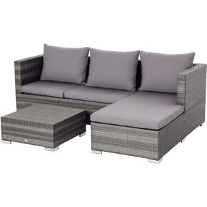 Outsunny Grey Rattan Garden Sofa Set - 3-Piece Patio Lounge Outsunny Grey Rattan Garden Sofa Set - 3-Piece Patio Lounge