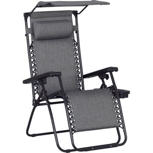 Outsunny Zero Gravity Light Grey Reclining Patio Chair - Chair Outsunny Zero Gravity Light Grey Reclining Patio Chair - Chair