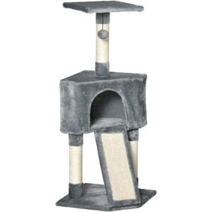 PawHut Grey Corner Cat Tree Tower with Scratching Post & Condo PawHut Grey Corner Cat Tree Tower with Scratching Post & Condo