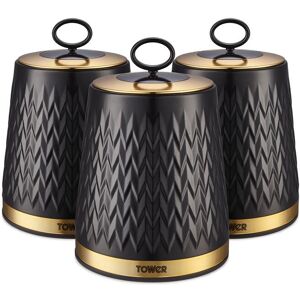 Tower T826091BLK Kitchen Storage Container - Art Deco Canisters Set Tower T826091BLK Kitchen Storage Container - Art Deco Canisters Set