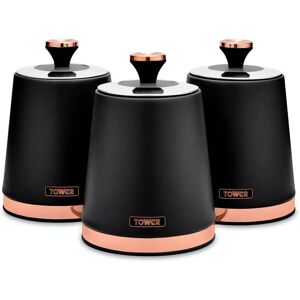 Tower Black/Rose Gold Cavaletto Set of 3 Storage Canisters Tower Black/Rose Gold Cavaletto Set of 3 Storage Canisters