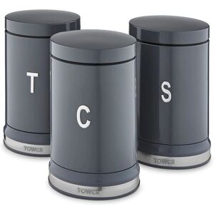 Tower Belle Set of 3 Canisters - Steel, Graphite, 1.3L Tower Belle Set of 3 Canisters - Steel, Graphite, 1.3L