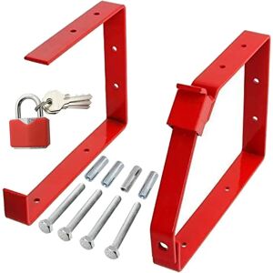 SPARES2GO - Universal Lockable Wall Ladder Brackets - Red SPARES2GO - Universal Lockable Wall Ladder Brackets - Red