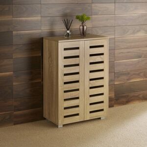 Home Source Oak 2 Door Shoe Storage Cabinet - Shoe Storage Home Source Oak 2 Door Shoe Storage Cabinet - Shoe Storage