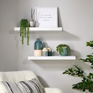 Home Source Pair of 60cm Floating Wall Shelves - Storage Shelves Home Source Pair of 60cm Floating Wall Shelves - Storage Shelves
