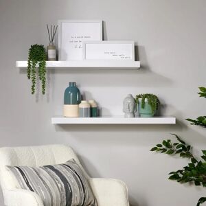 Home Source - Pair - White - 80cm - Floating wall shelf Home Source - Pair - White - 80cm - Floating wall shelf