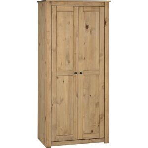 Seconique Panama 2 Door Wardrobe - Natural Wax Pine - Rustic Style Seconique Panama 2 Door Wardrobe - Natural Wax Pine - Rustic Style