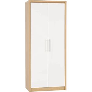 Seconique Seville White High Gloss Light Oak Effect Wardrobe - 2 Door Seconique Seville White High Gloss Light Oak Effect Wardrobe - 2 Door