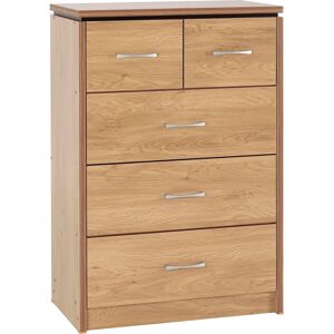 Seconique Charles 3+2 Drawer Chest Oak Effect Veneer - Chest of Drawers Seconique Charles 3+2 Drawer Chest Oak Effect Veneer - Chest of Drawers