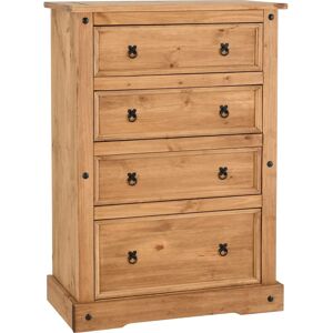 Seconique Corona Pine 4 Drawer Chest - Rustic Storage Seconique Corona Pine 4 Drawer Chest - Rustic Storage