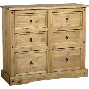 Seconique Corona Distressed Waxed Pine 6 Drawer Chest - Rustic Charm Seconique Corona Distressed Waxed Pine 6 Drawer Chest - Rustic Charm