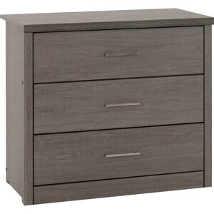 Seconique Lisbon Black Wood Grain Effect 3-Drawer Chest - Chest of Drawers Seconique Lisbon Black Wood Grain Effect 3-Drawer Chest - Chest of Drawers