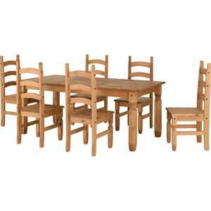 Seconique Corona Pine 6ft Dining Set - 6 Pine Chairs Seconique Corona Pine 6ft Dining Set - 6 Pine Chairs