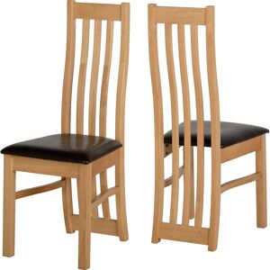 Seconique Ainsley Set of 2 Oak Effect and Faux Leather Dining Chairs - Dining Chairs Seconique Ainsley Set of 2 Oak Effect and Faux Leather Dining Chairs - Dining Chairs