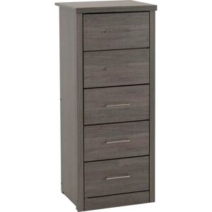 Seconique Lisbon Black Wood Grain 5-Drawer Tall Narrow Chest of Drawers Seconique Lisbon Black Wood Grain 5-Drawer Tall Narrow Chest of Drawers