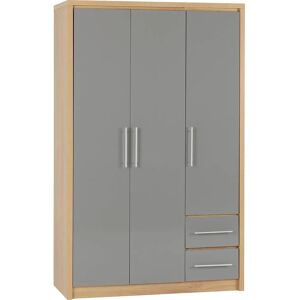 Seconique Seville 3 Door 2 Drawer Wardrobe Grey Gloss and Oak Effect - Wardrobe Seconique Seville 3 Door 2 Drawer Wardrobe Grey Gloss and Oak Effect - Wardrobe